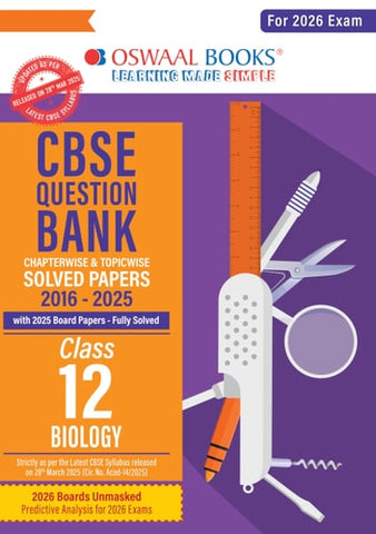 Oswaal CBSE Question Bank Chapterwise and Topicwise SOLVED PAPERS Class 12 Biology For Exam 2026